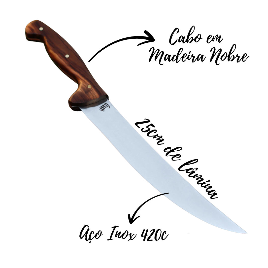Faca Artesanal para Churrasco Aço Inox Ancara | 10"