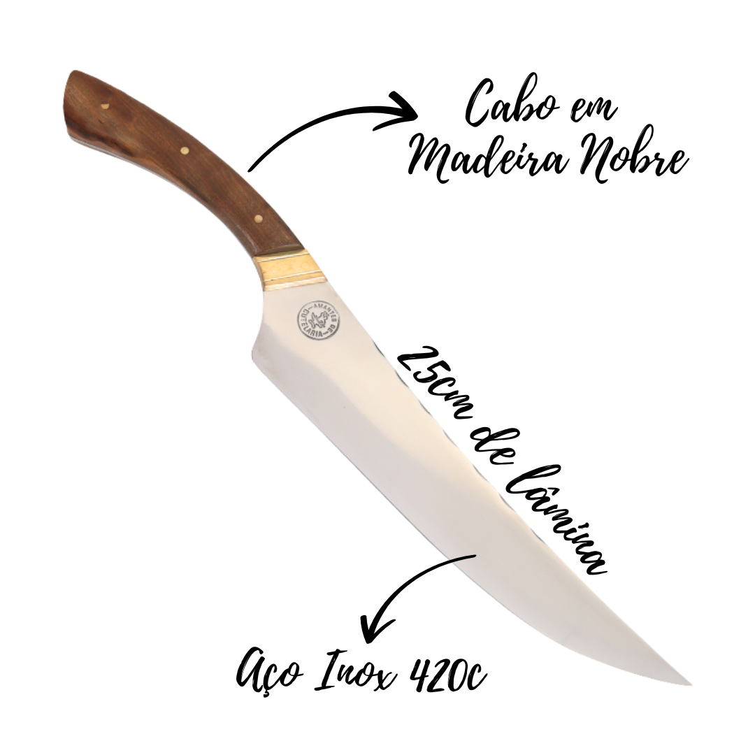 Faca Churrasco Artesanal Personalizada BBQ Turca | Aço Inox 10"