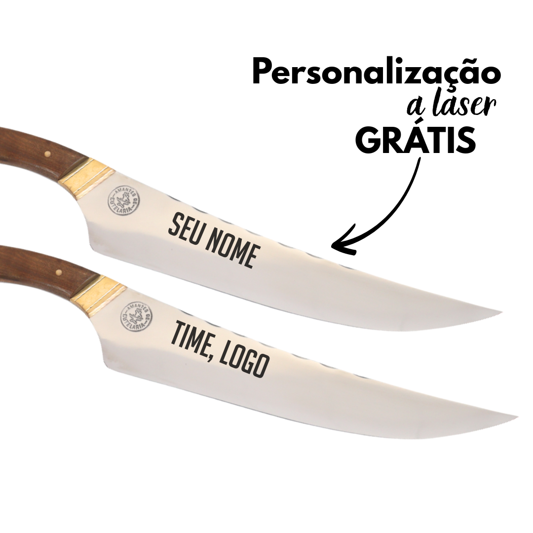 Faca Churrasco Artesanal Personalizada BBQ Turca | Aço Inox 10"