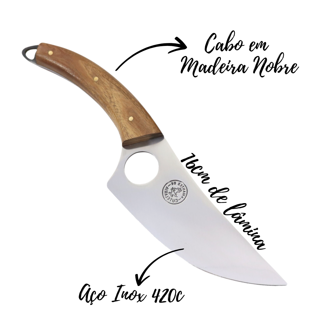 Faca Churrasco Artesanal Personalizada Olho de Tigre | Aço Inox 6"