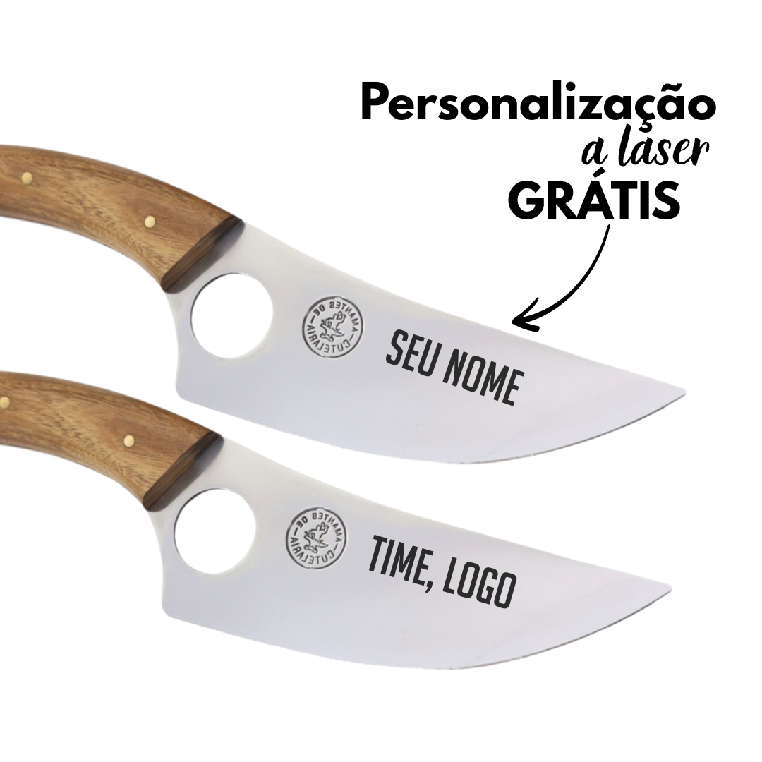 Faca Churrasco Artesanal Personalizada Olho de Tigre | Aço Inox 6"