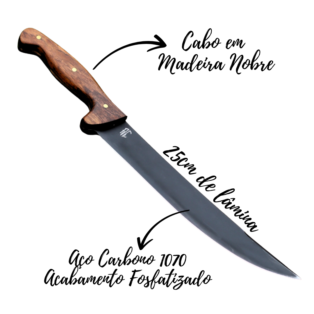 Faca Artesanal para Churrasco Carbono Fosfato Ancara | 10"