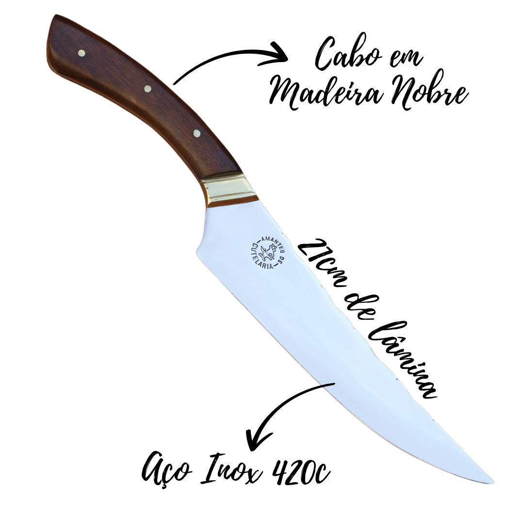 Faca Churrasco Artesanal Personalizada BBQ Turca | Aço Inox 8"