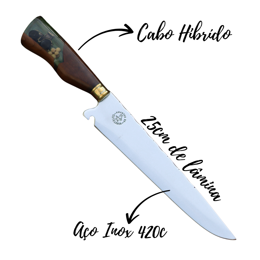 Faca Churrasco Artesanal Personalizada Trator e Soja | Aço Inox 10"