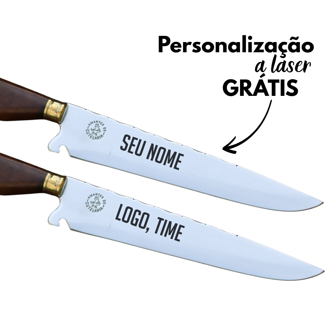 Faca Churrasco Artesanal Personalizada Trator e Soja | Aço Inox 10"