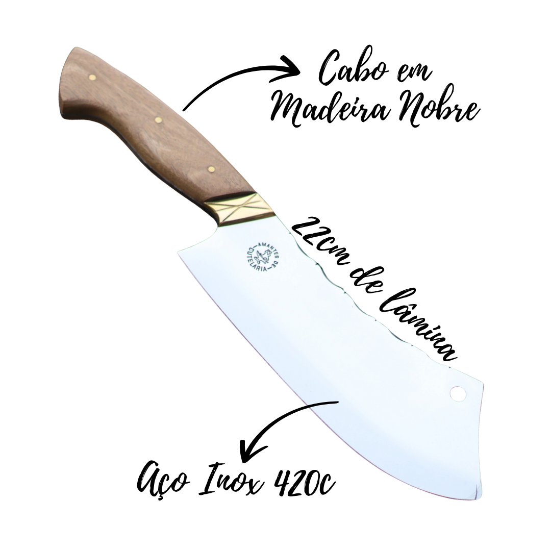 Cutelo Churrasco Artesanal Personalizado | Aço Inox 9"