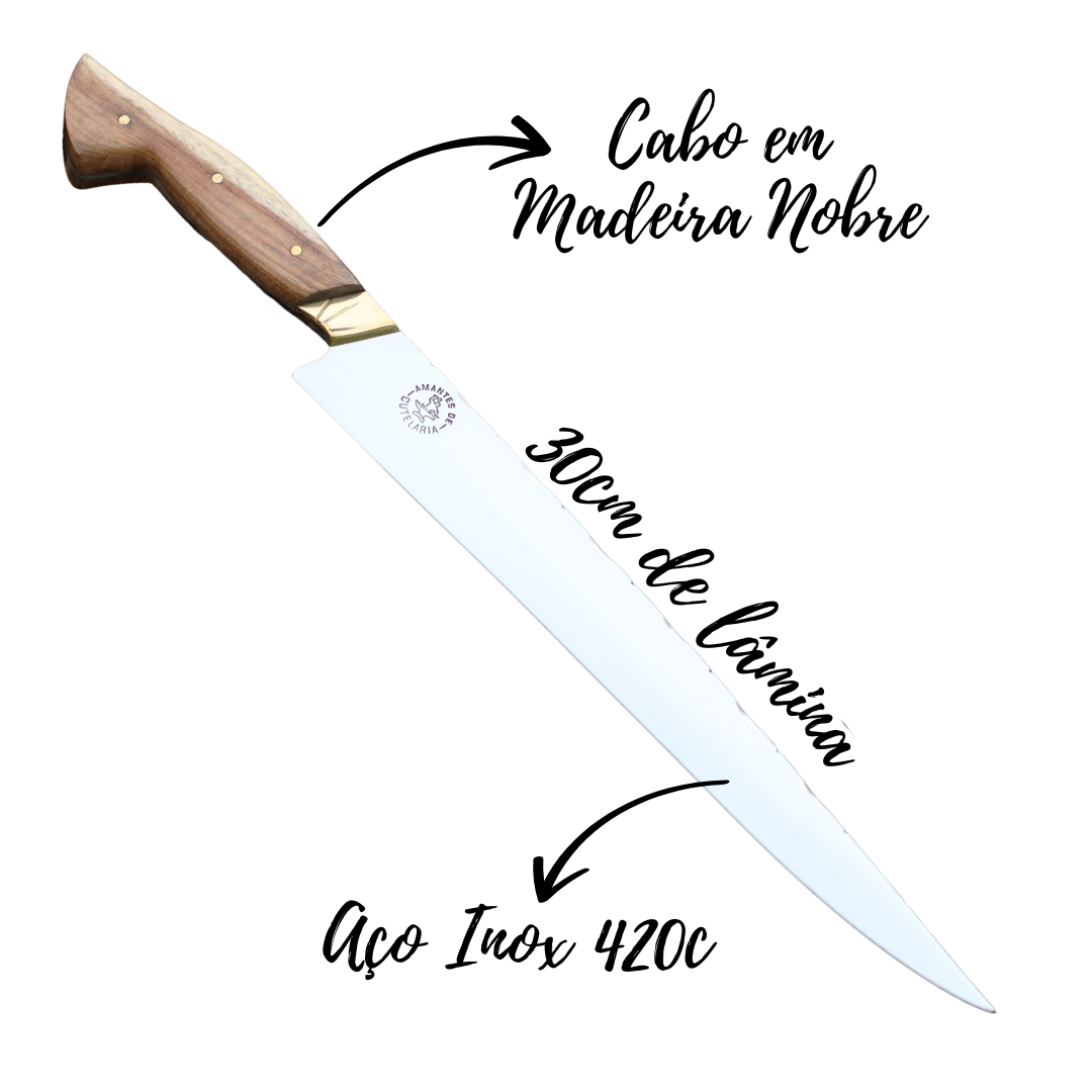 Faca Churrasco Artesanal Personalizada Javalizeira | Aço Inox 12"