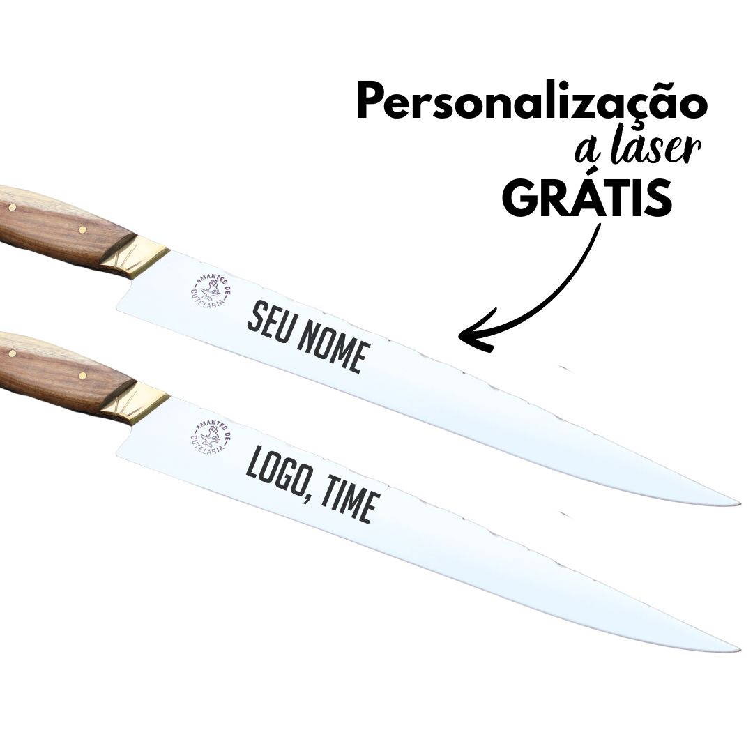 Faca Churrasco Artesanal Personalizada Javalizeira | Aço Inox 12"