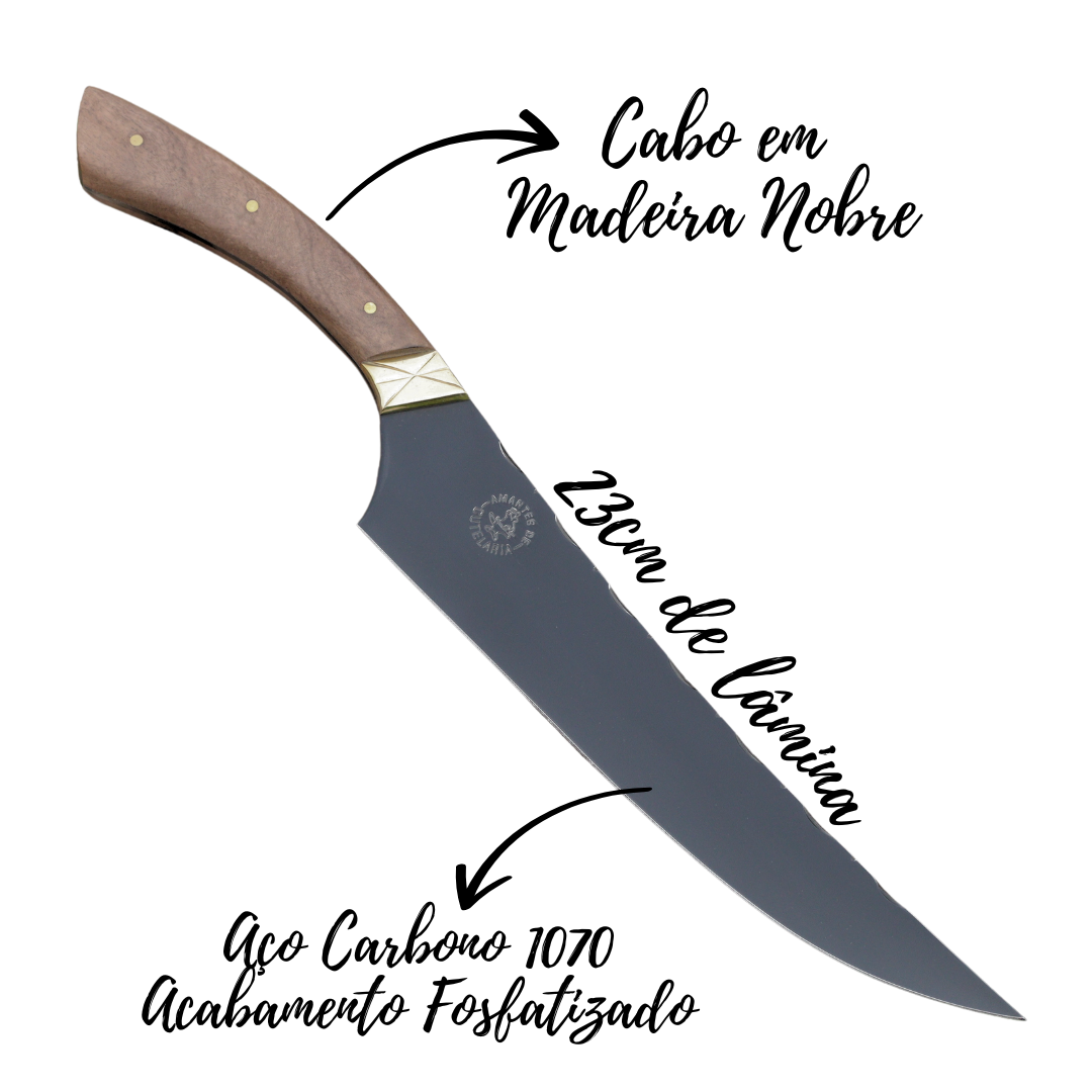 Faca Churrasco Artesanal Personalizada BBQ Turca | Carbono Fosfatizado 8"