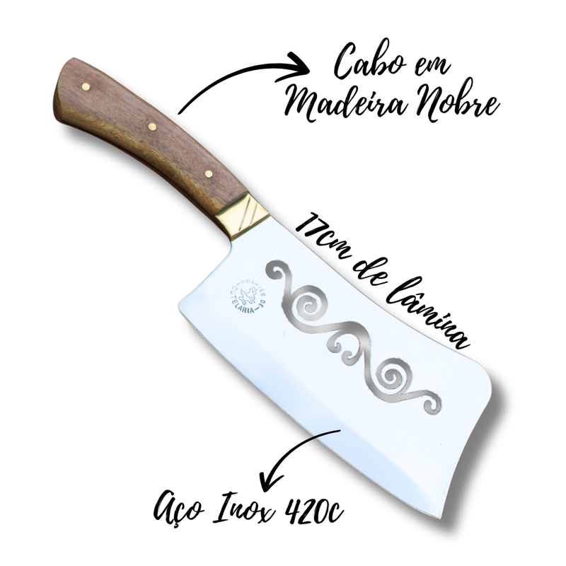 Cutelo Artesanal Personalizado para Churrasco Mustache | Aço Inox 7"