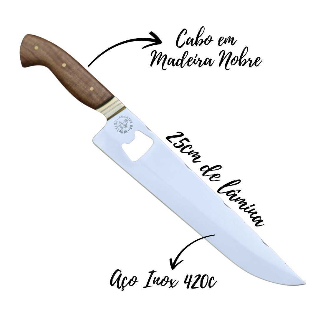 Faca Churrasco Picanheira Abridor Personalizada | Aço Inox 10"