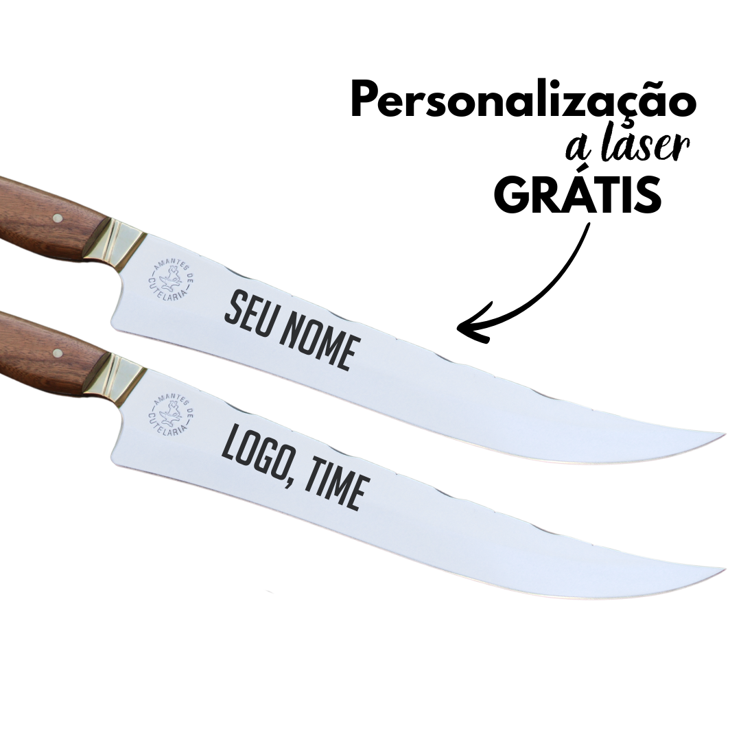 Faca Churrasco Artesanal Personalizada Fileteira | Aço Inox 10"