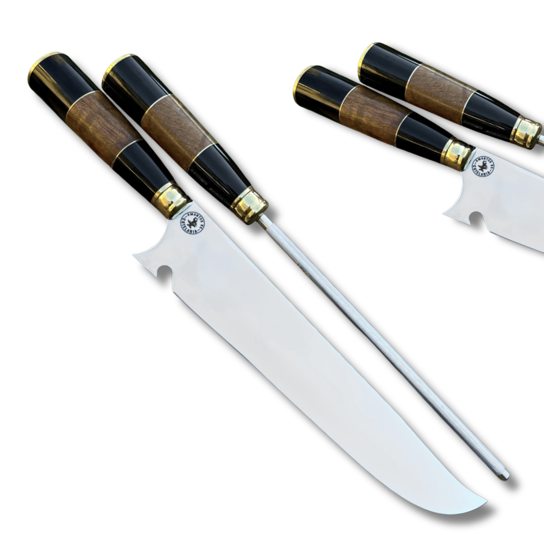 Kit Faca e Chaira Artesanal para Churrasco Personalizada | 10' polegadas