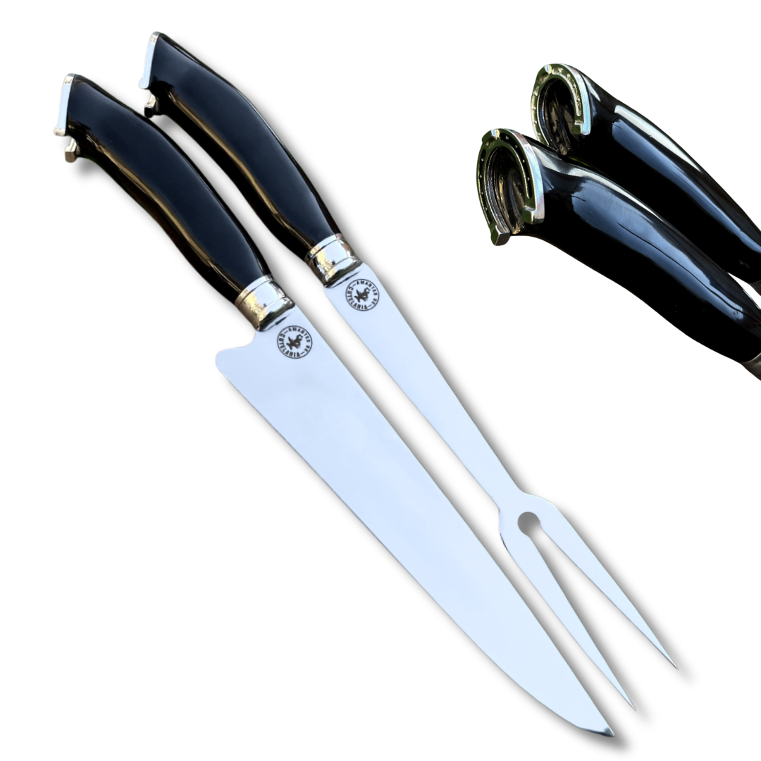 Kit Faca e Garfo Artesanal para Churrasco Personalizada | 9' polegadas