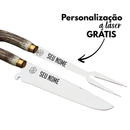 Kit Faca e Garfo Artesanal para Churrasco Personalizada | Presente | Cervo, Tatu, Cavalo