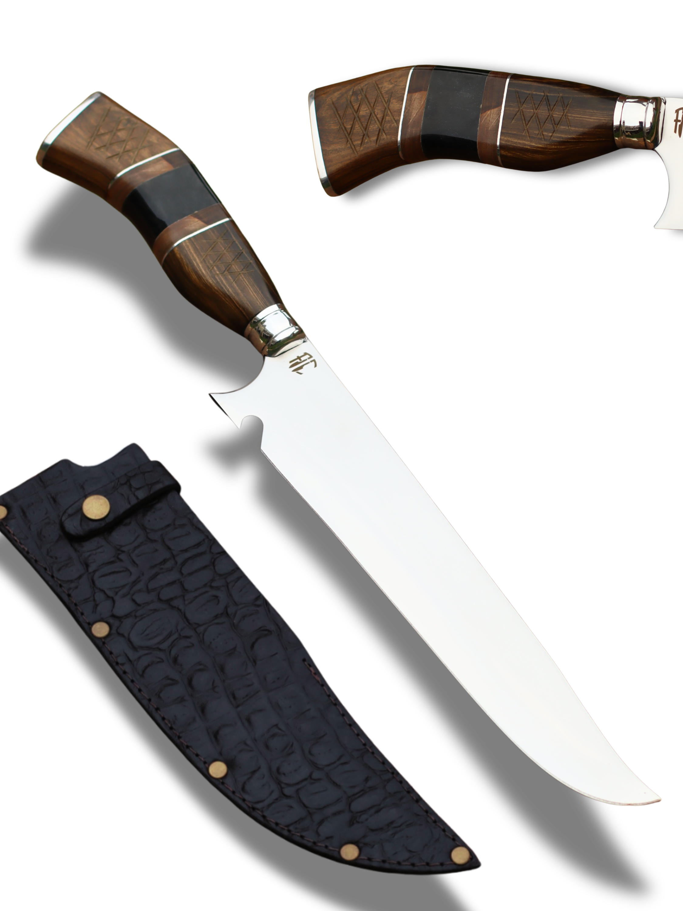 Faca Churrasco Artesanal Pai Raiz| Aço Inox e Cabo Nobre