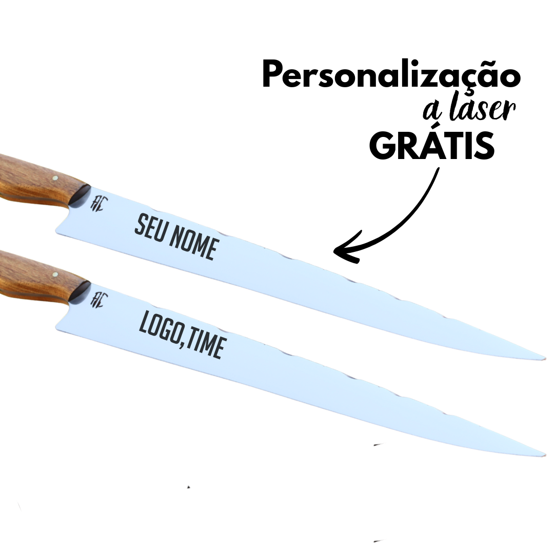Faca Churrasco Artesanal Personalizada Língua de Chimango | Aço Inox 12"