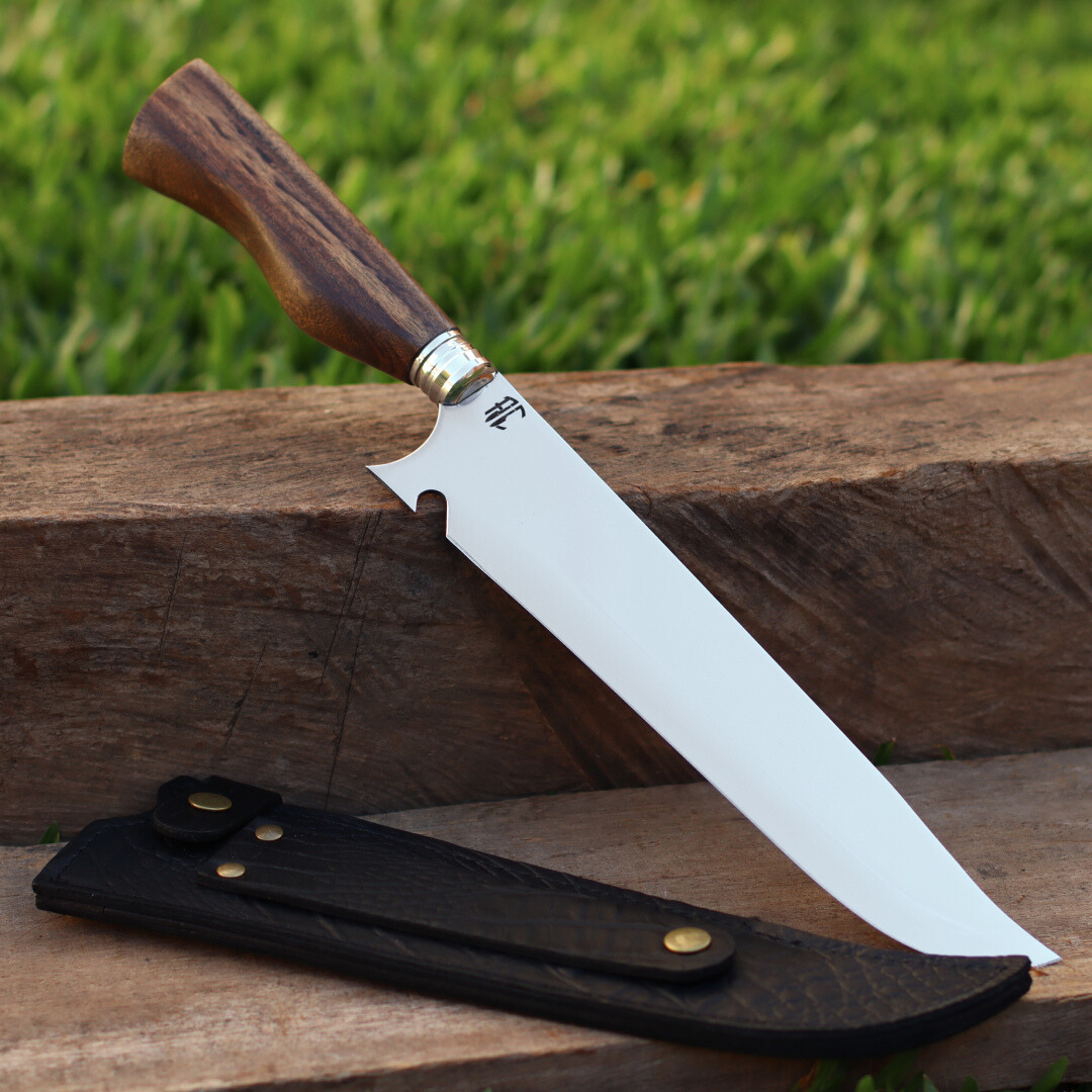 Faca Churrasco Artesanal Personalizada Raiz | Aço Inox 10"