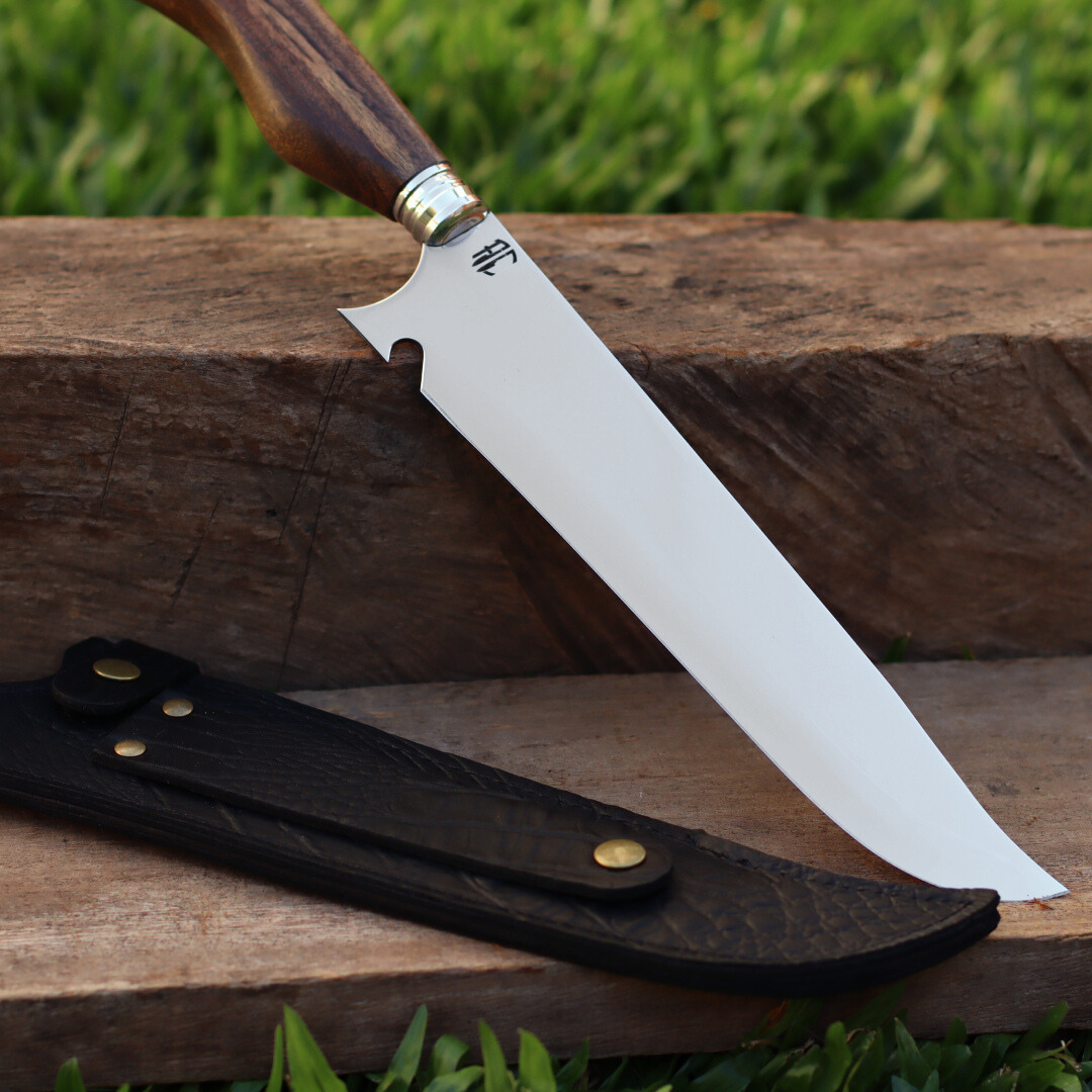 Faca Churrasco Artesanal Personalizada Raiz | Aço Inox 10"