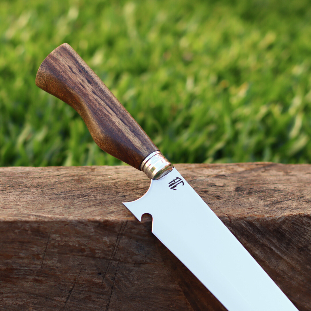 Faca Churrasco Artesanal Personalizada Raiz | Aço Inox 10"