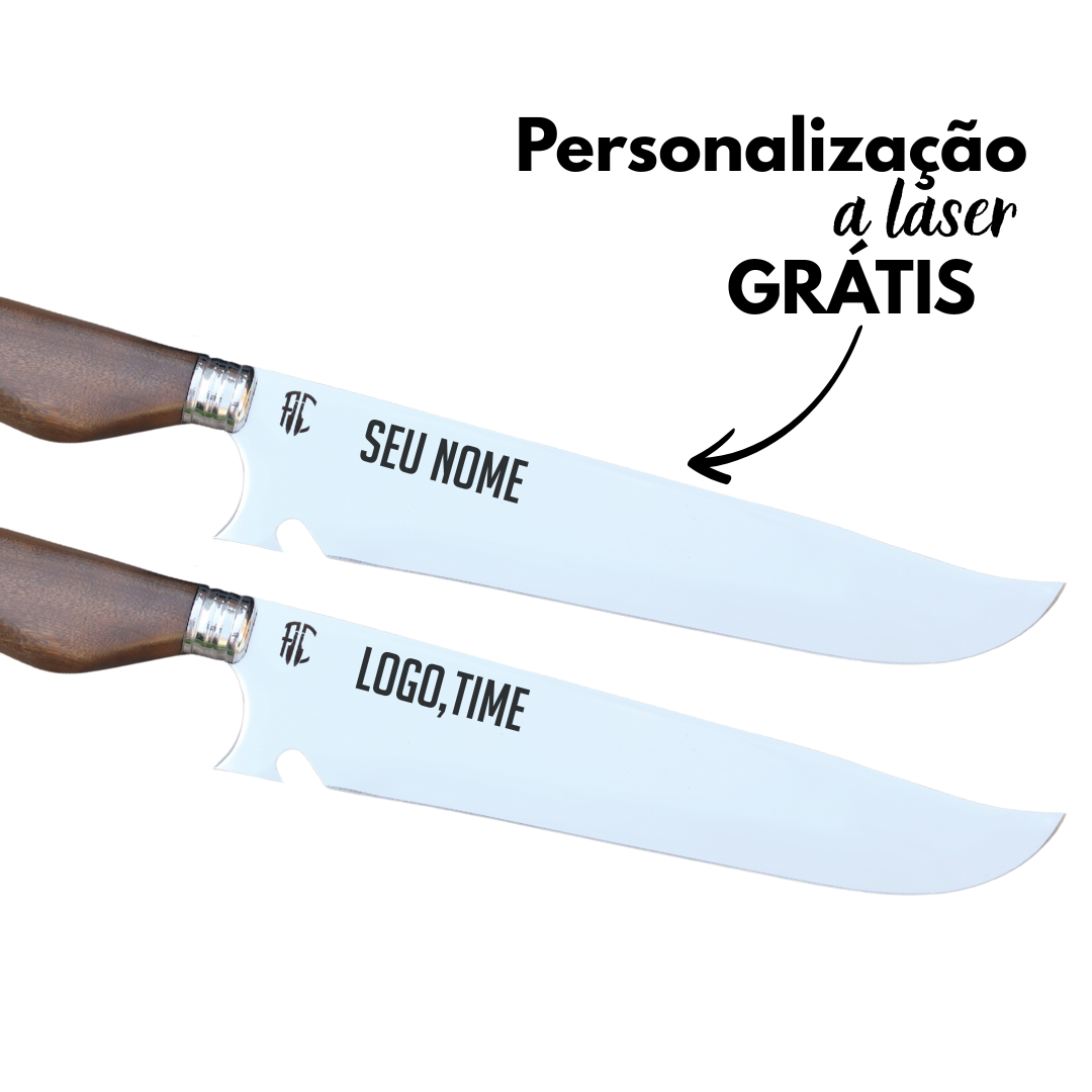 Faca Churrasco Artesanal Personalizada Raiz | Aço Inox 10"
