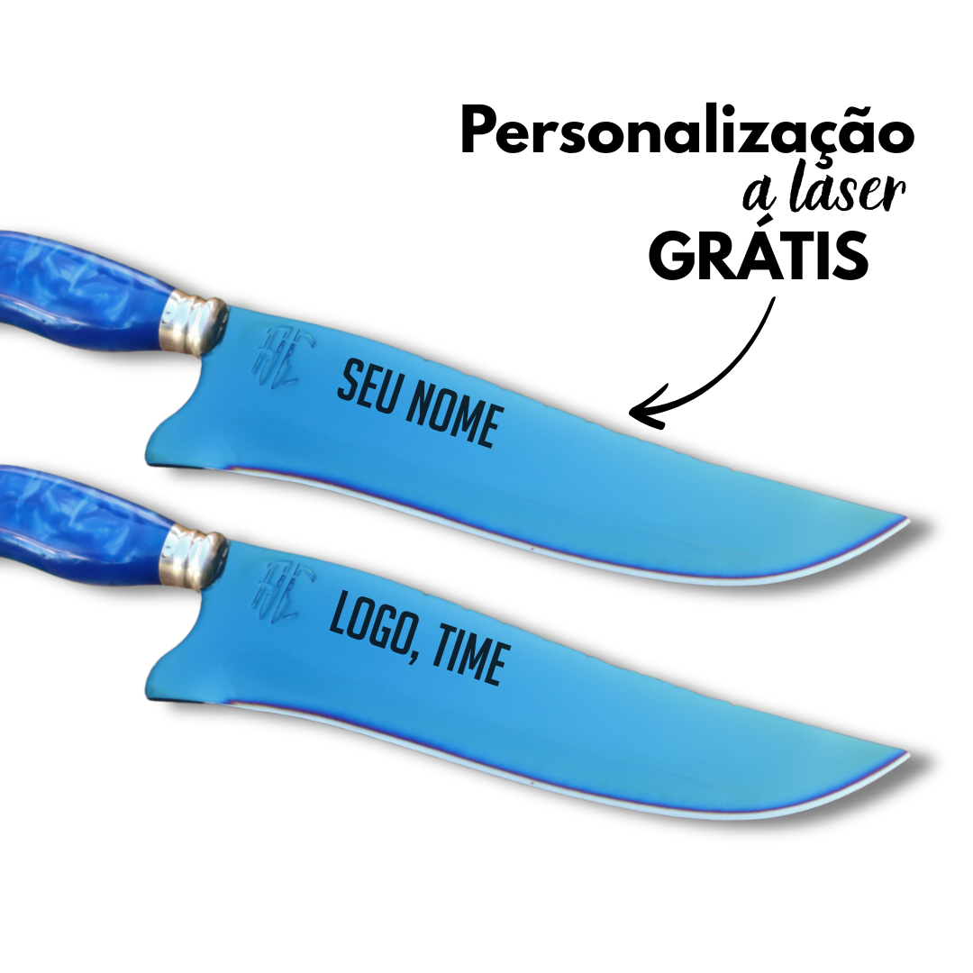 Faca Churrasco Artesanal Personalizada Anodizadas | Aço Inox