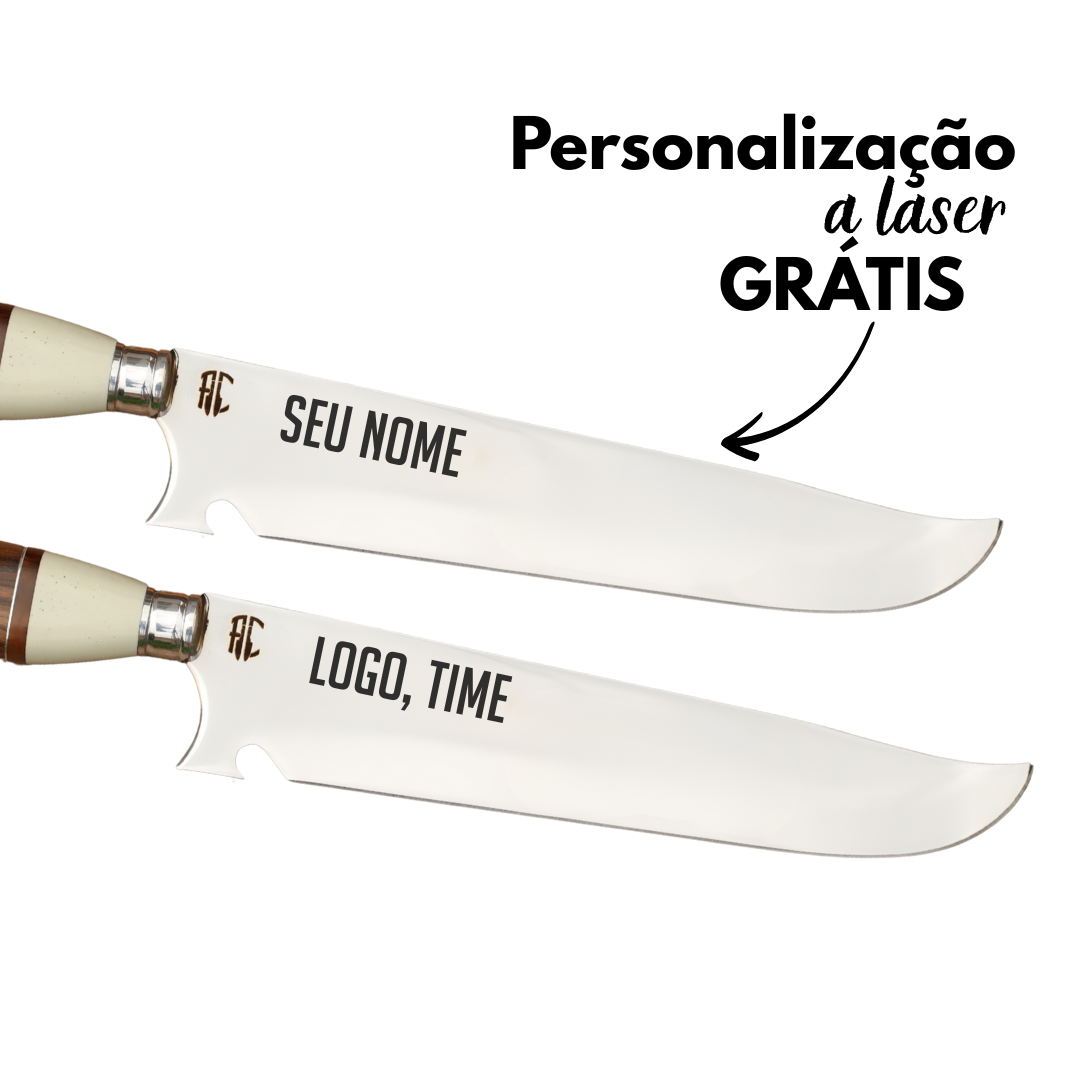 Faca Churrasco Artesanal Picanheira Sortida Cabo Hibrído | Aço Inox 10"