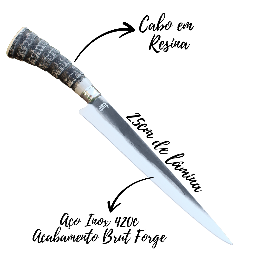 Faca Artesanal para Churrasco Personalizada | Presente | Cervo, Tatu, Cavalo