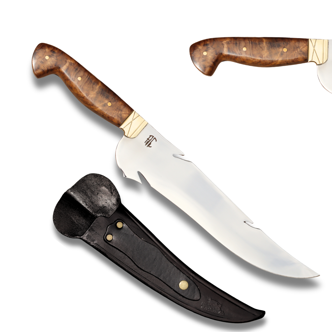 Faca Churrasco Artesanal Personalizada Chamas | Aço Inox 10"