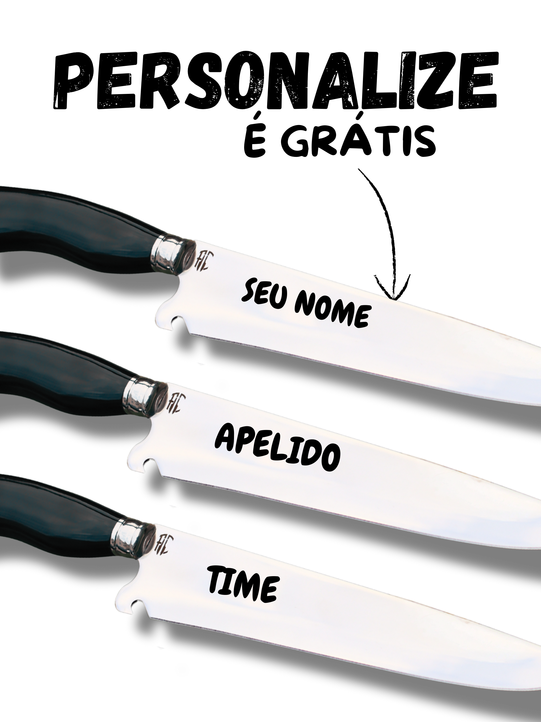 Faca Churrasco Artesanal Picanheira Dia dos Pais | Aço Inox Personalizada