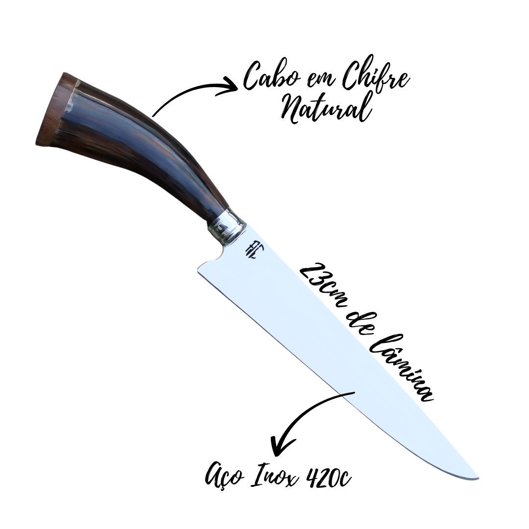 Faca Artesanal para Churrasco Personalizada Chifre Natural Sortido | 9' polegadas