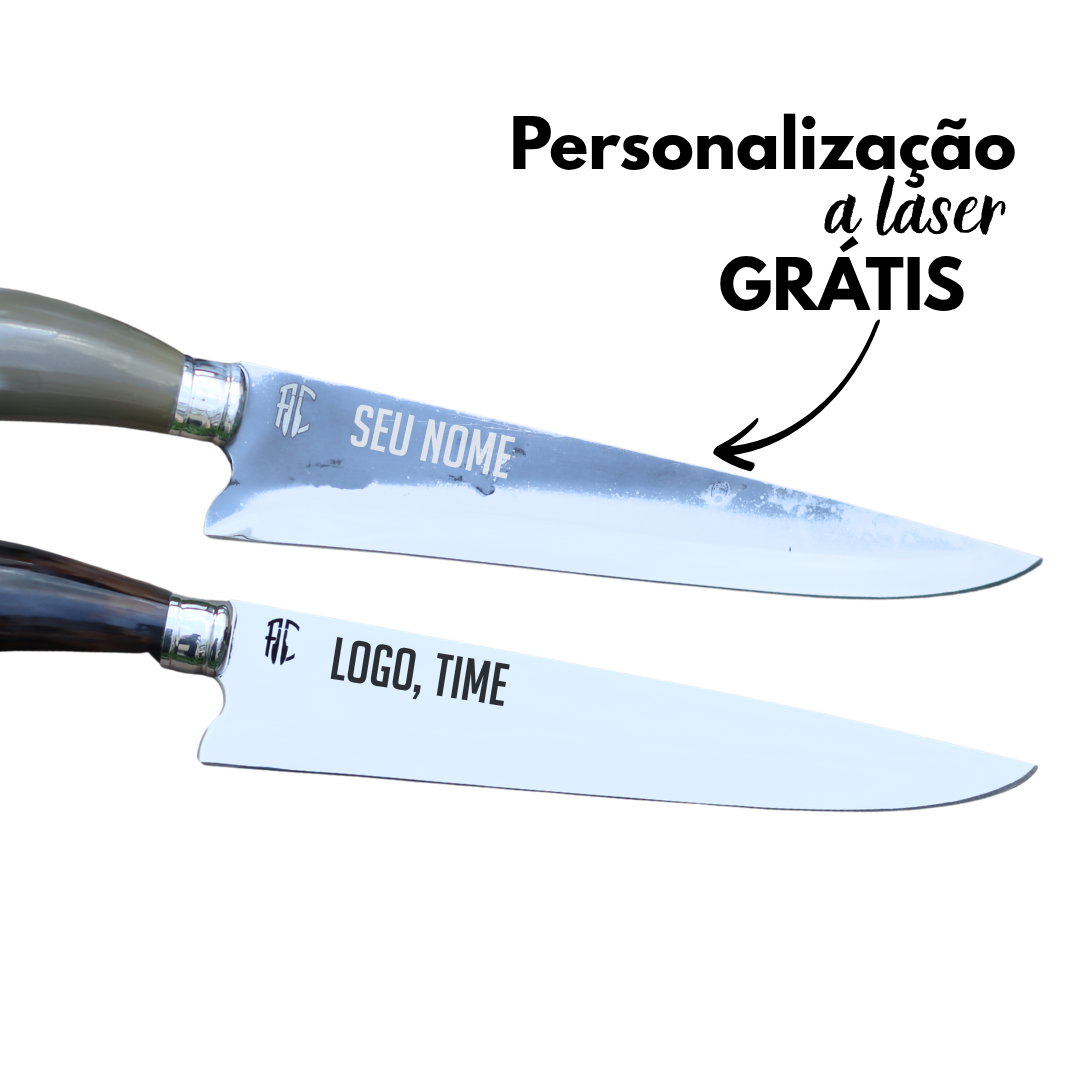 Faca Artesanal para Churrasco Personalizada Chifre Natural Sortido | 9' polegadas