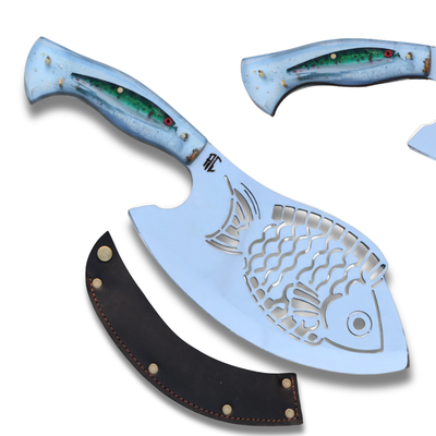 Cutelo Churrasco Artesanal Personalizado Peixe | Aço Inox 7"