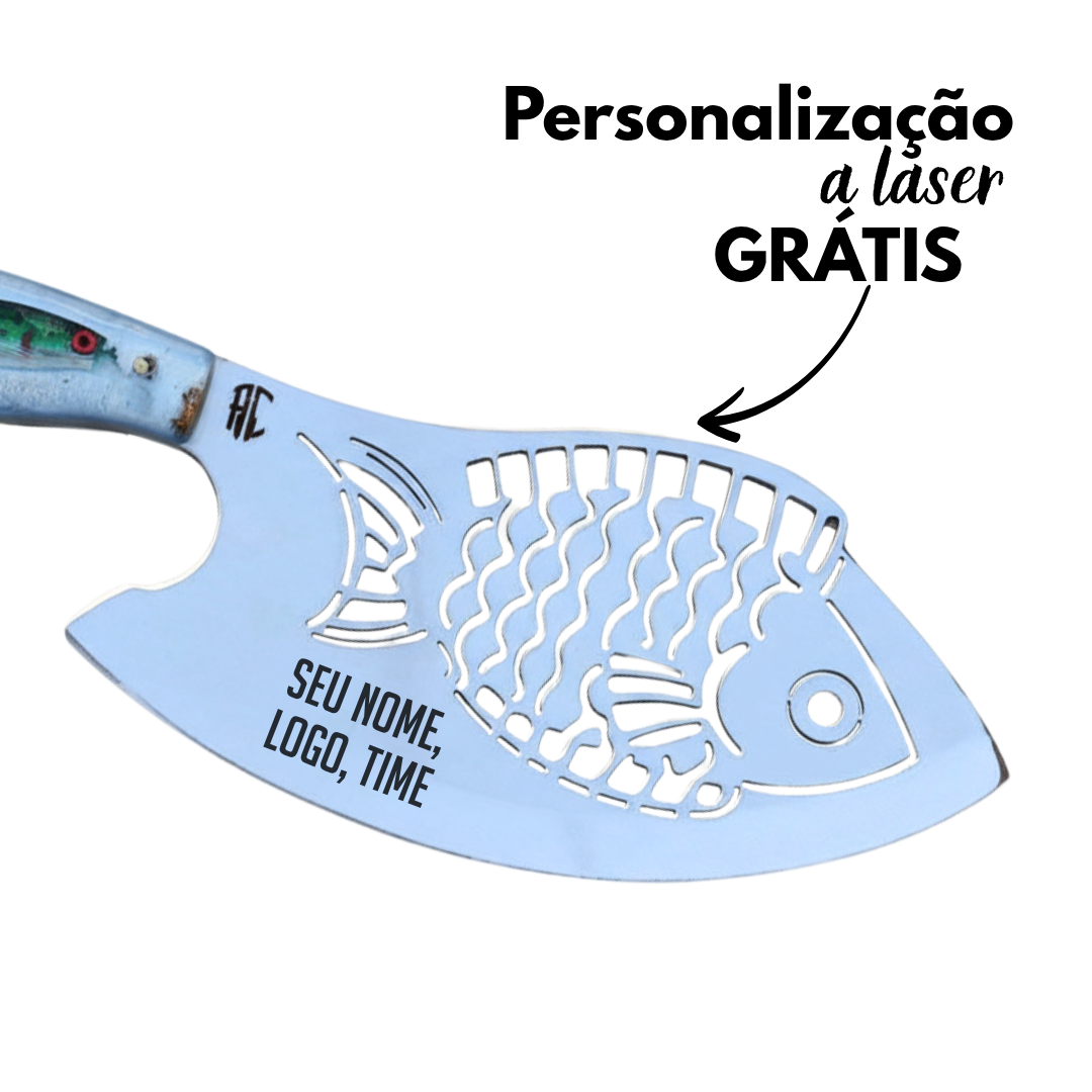 Cutelo Churrasco Artesanal Personalizado Peixe | Aço Inox 7"