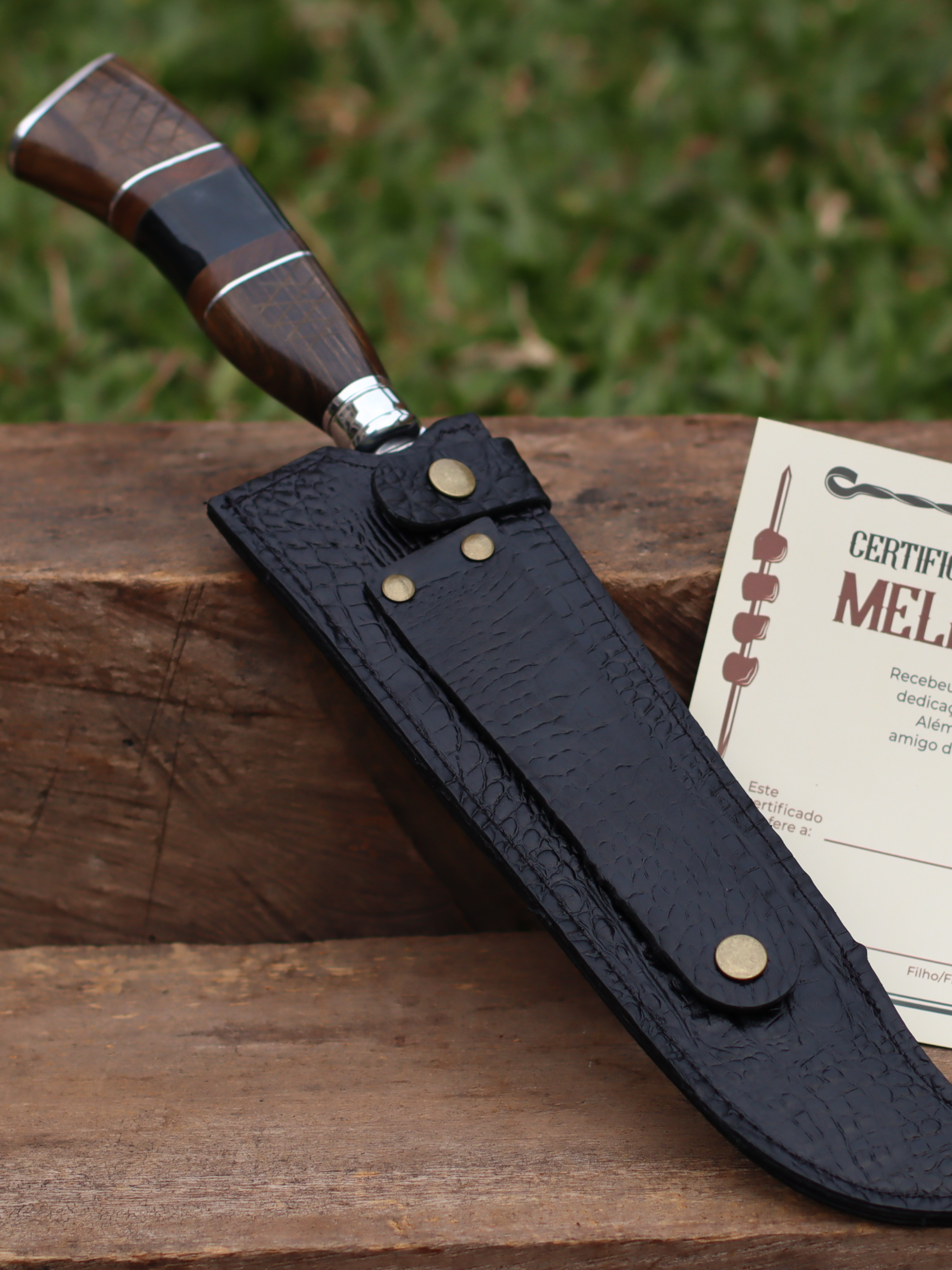 Faca Churrasco Artesanal Pai Raiz| Aço Inox e Cabo Nobre