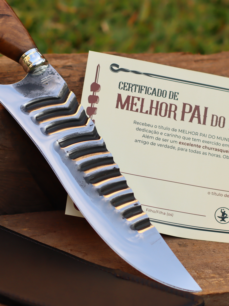 Faca Churrasco Artesanal Dia dos Pais | Super Premium | Aço Inox 10"