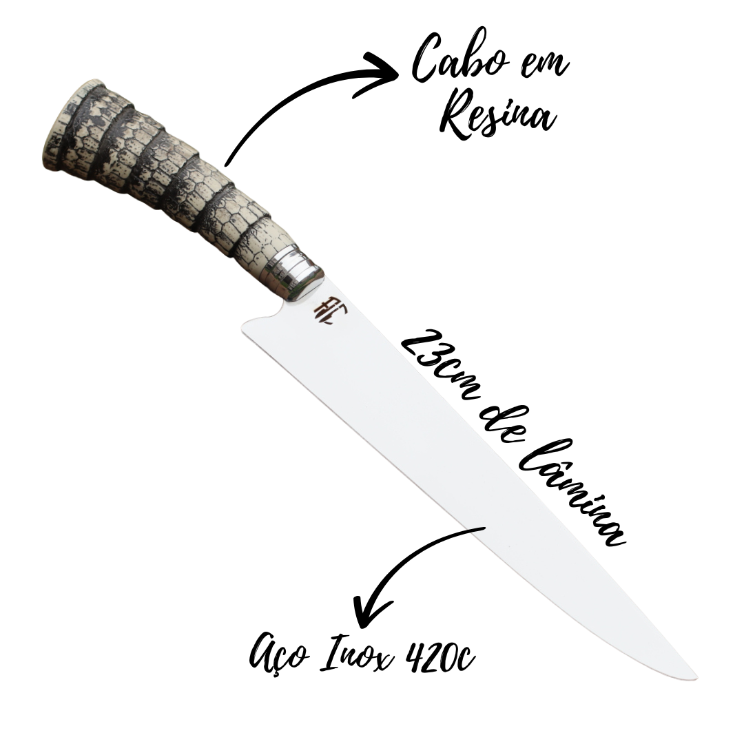 Faca Churrasco Artesanal Picanheira Rabo de Tatu | Aço Inox 9"