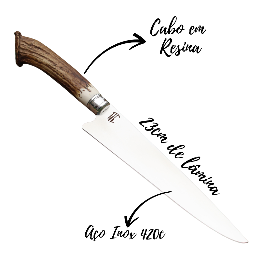 Faca Artesanal para Churrasco Personalizada Chifre | 9' polegadas