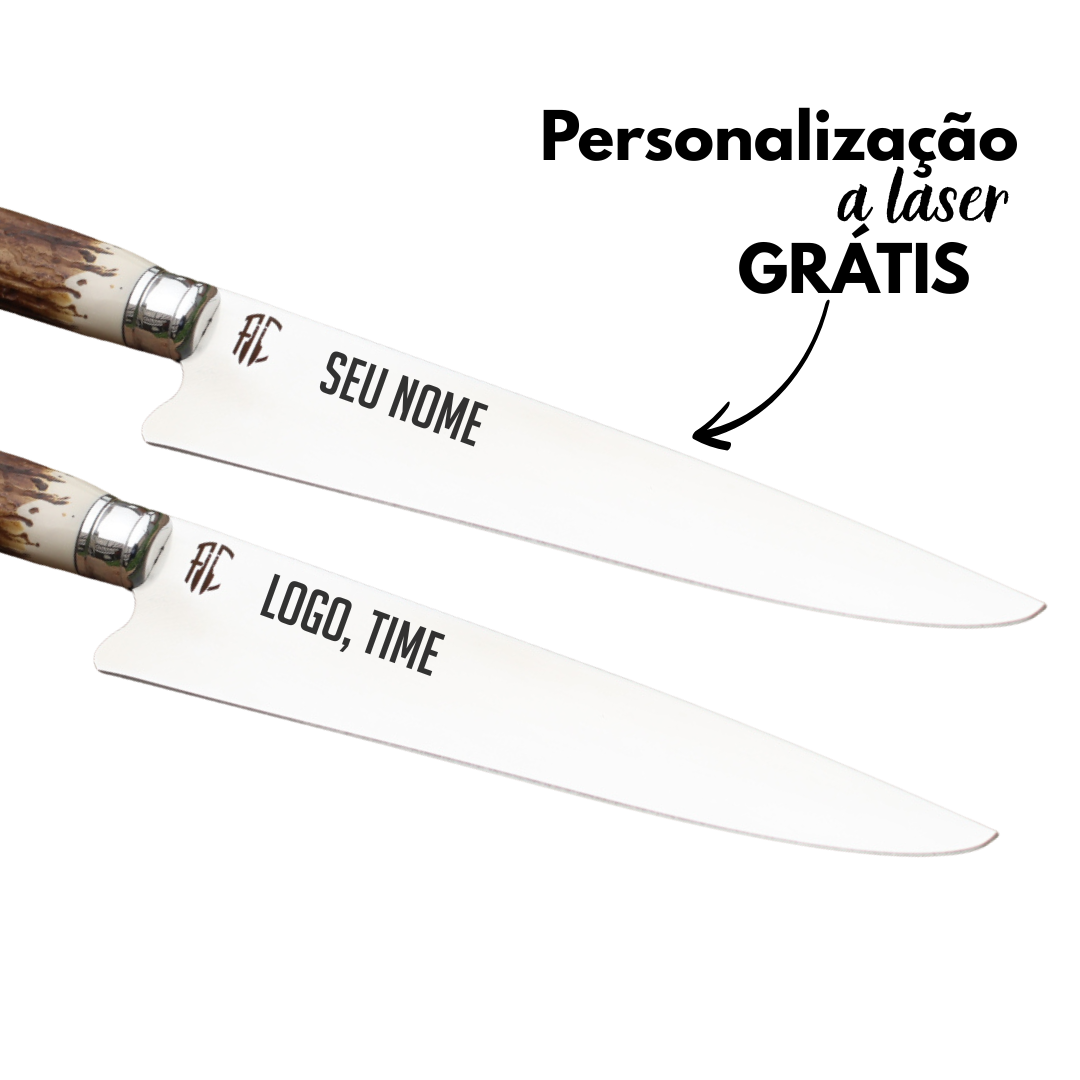 Faca Artesanal para Churrasco Personalizada Chifre | 9' polegadas
