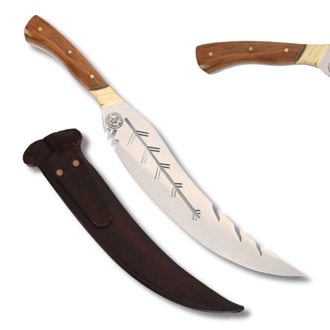 Faca Churrasco Artesanal Personalizada Turca Folha | Aço Inox 11"