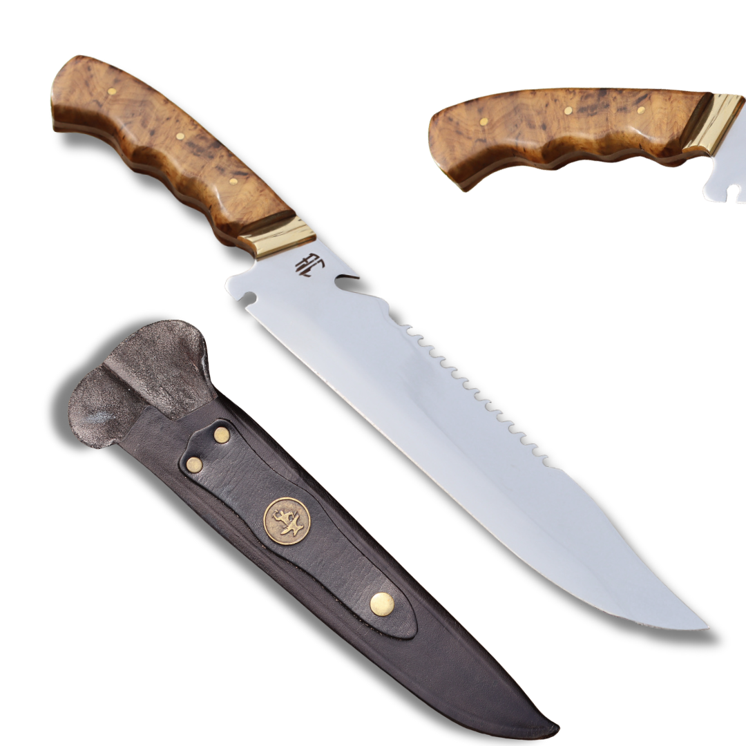 Faca Churrasco Artesanal Personalizada Bowie | Aço Inox 10"