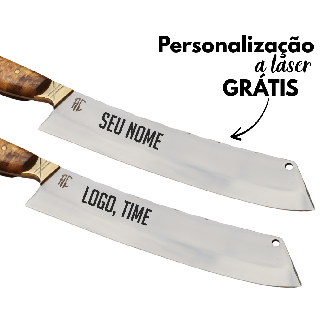 Cutelo Comprido Churrasco Artesanal | Aço Inox 10"