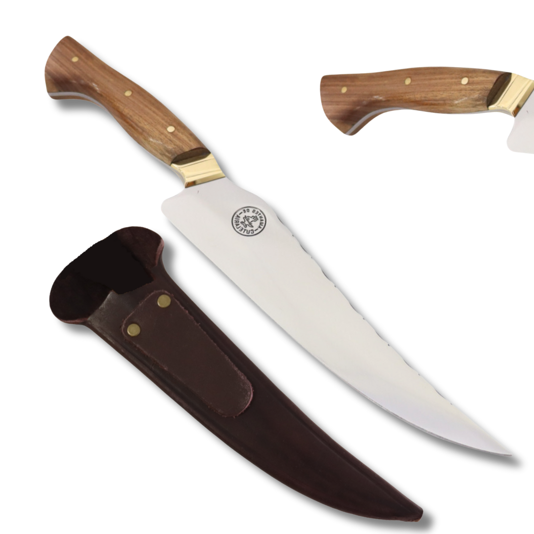 Faca Churrasco Artesanal Personalizada BBQ Fileteira | Aço Inox 9"