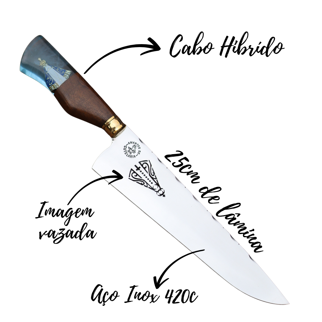 Faca Churrasco Artesanal Personalizada Nossa Senhora | Aço Inox 10"