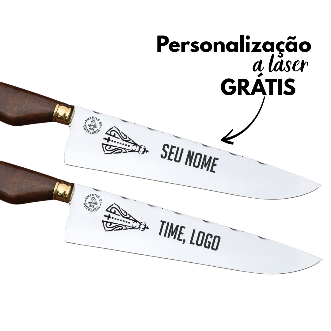 Faca Churrasco Artesanal Personalizada Nossa Senhora | Aço Inox 10"