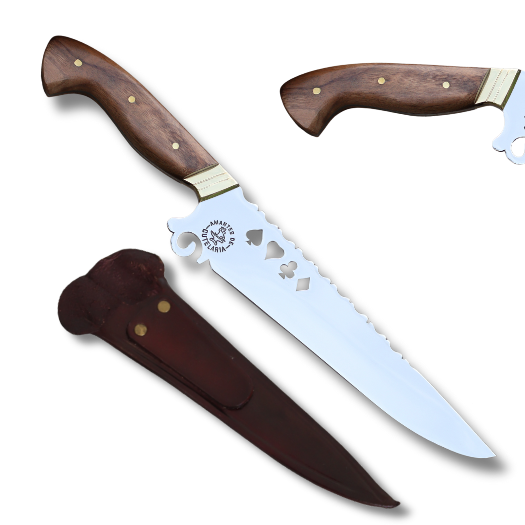 Faca Churrasco Artesanal Personalizada Cartas | Aço Inox 9"