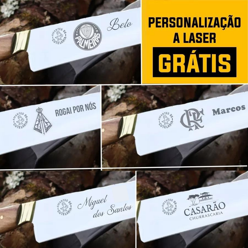 Faca Churrasco Artesanal Personalizada Picanheira Nelore | Aço Inox 10"