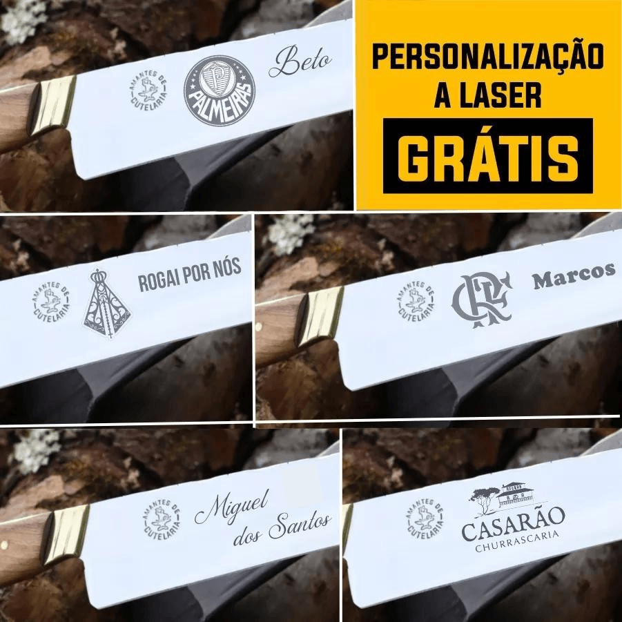 Faca Churrasco Artesanal Personalizada Picanheira Bala | Aço Inox 10"