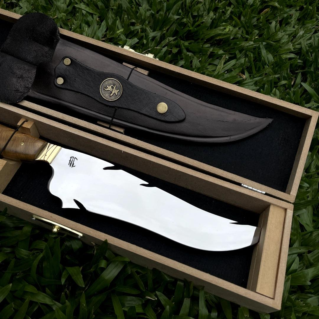 Faca Churrasco Artesanal Personalizada Chamas | Aço Inox 10"