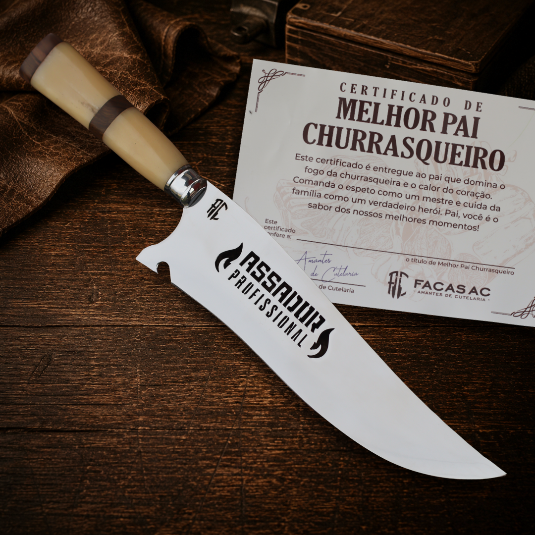 FACA DIA DOS PAIS ASSADOR PROFISSIONAL OSSO | 10'polegadas